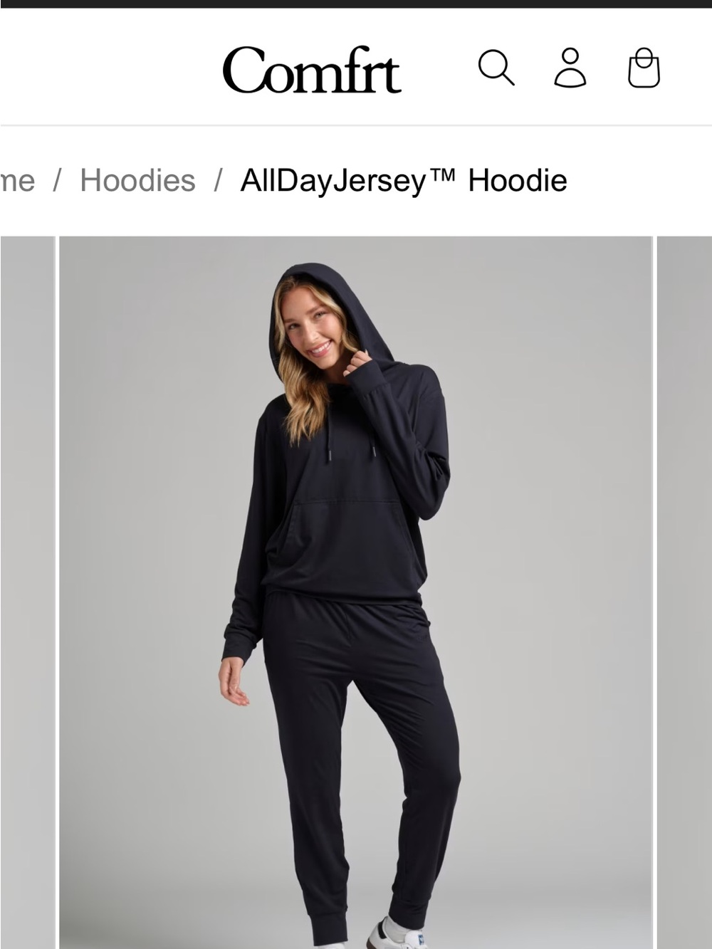 New COMFRT AllDayJersey Unisex Black Hoodie. Cosy and butter soft